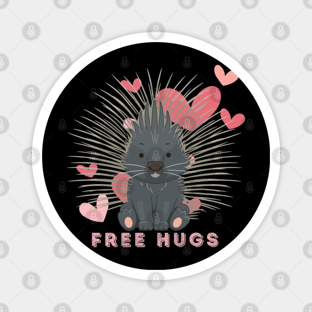 Free Hugs From A Porcupine - Funny Magnet by Paradise Stitch